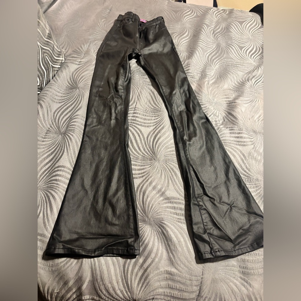 Edikted Black Faux Leather Flare Pants